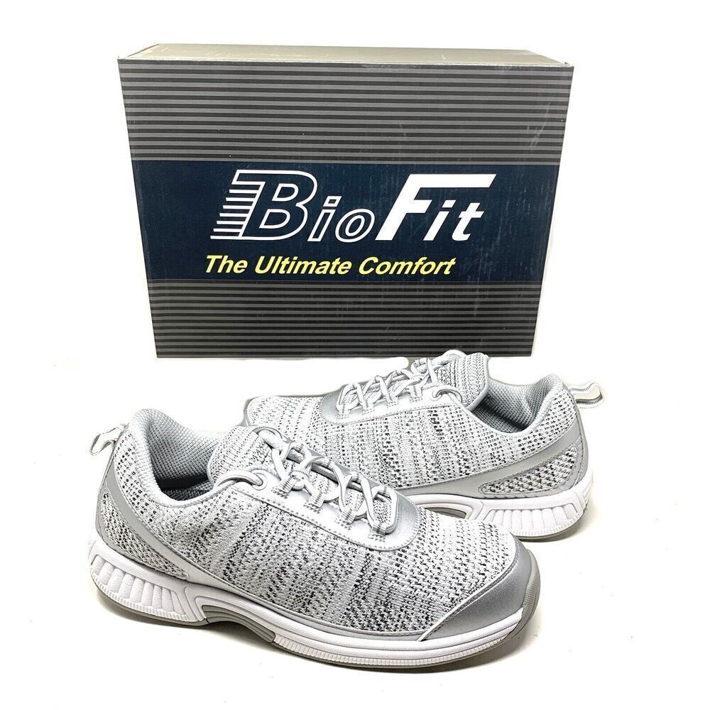New BioFit Women's Sz 12 Sandy Silver Lace Athletic Comfort Sneakers Shoes Boxed